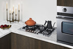 Accucold 4-burner gas cooktop made in Italy in stainless steel with cast iron grates