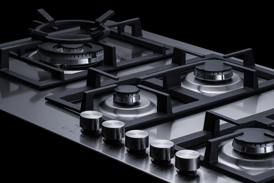 Accucold 34 inch wide gas cooktop, Made in Italy, preset for LP gas