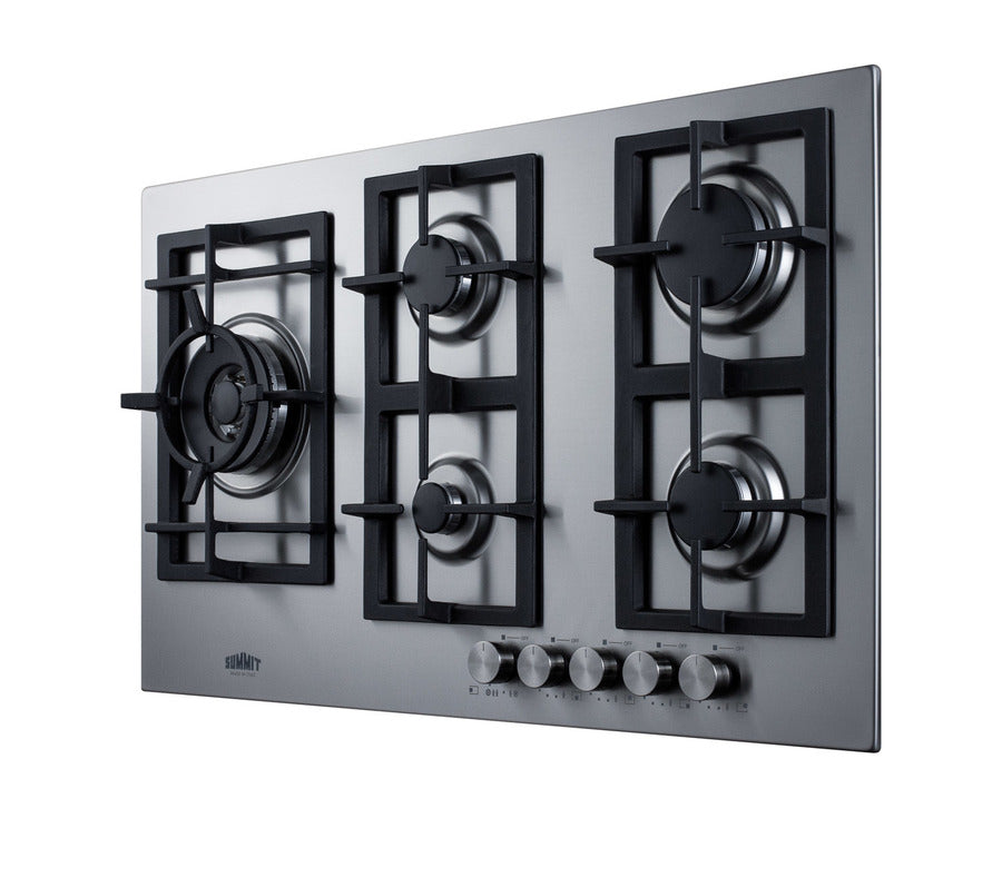 Accucold 34 inch wide gas cooktop, Made in Italy, preset for LP gas