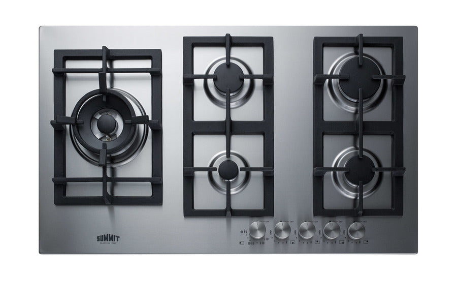 Accucold 34 inch wide gas cooktop, Made in Italy, preset for LP gas