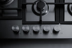 Accucold 30" wide 5-burner gas cooktop made in Italy in stainless steel with sealed dual flame burner, cast iron grates, and wok