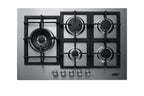 Accucold 30" wide 5-burner gas cooktop made in Italy in stainless steel with sealed dual flame burner, cast iron grates, and wok