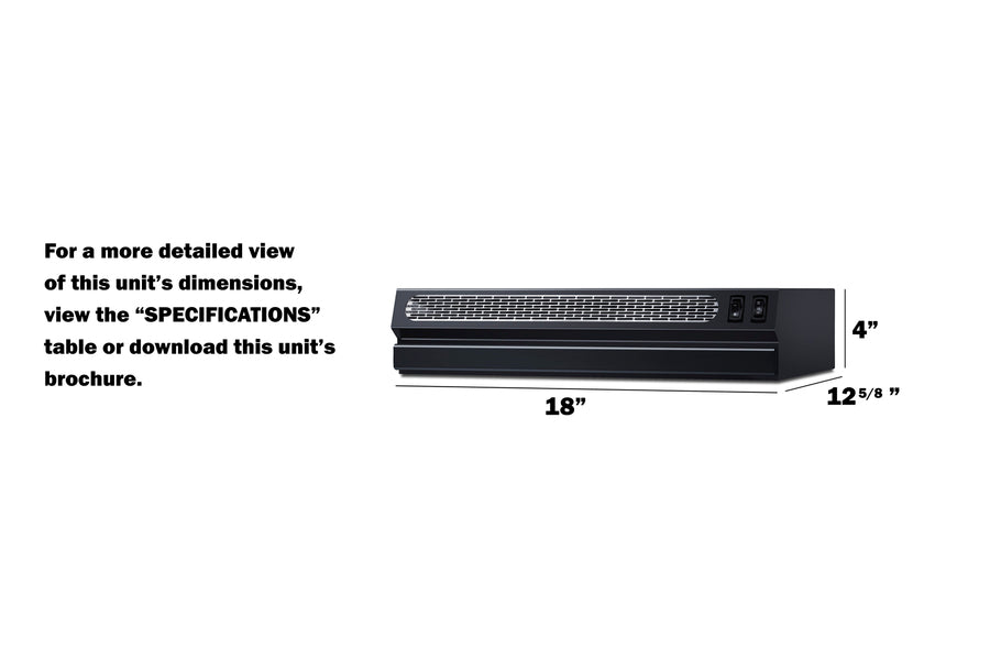 Accucold 18" Wide Retractable Range Hood for Recirculating Operation (Model HRTX18BPTC)
