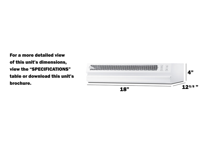 18" Wide Retractable Range Hood for Recirculating Operation (Model HRTX18W)