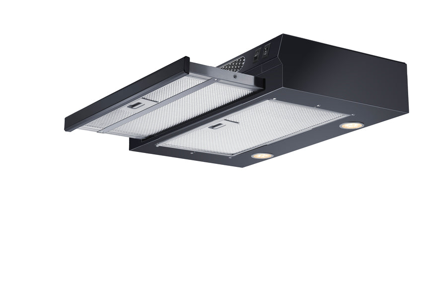 24" Wide Retractable Range Hood for Recirculating Operation - Bottom Angle