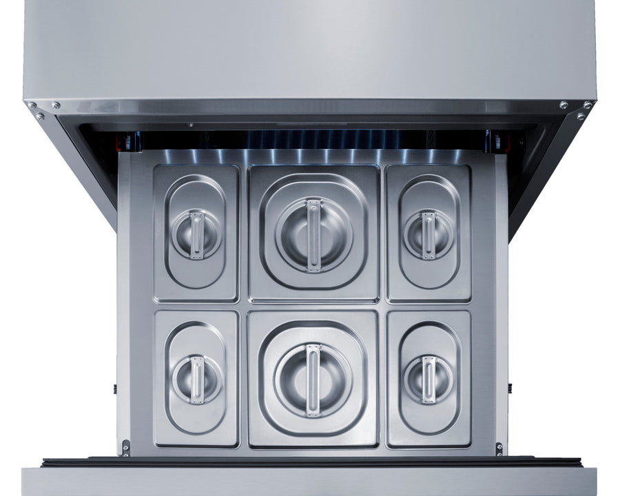 Accucold Stainless steel kit with frame and 6 steam table pans for use in Summit ADRD24 – KITADRD24 - Open