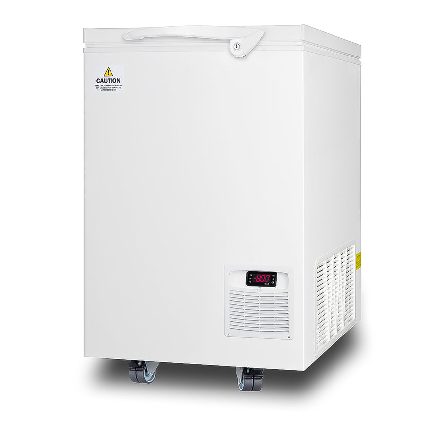 Accucold -85º C capable laboratory chest freezer with set of 6box racks included