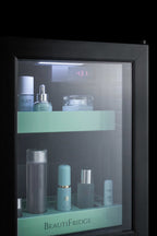 Accucold BeautiFridge cosmetics refrigerator with mint shelving and glass door (Model LX114LGLHD)