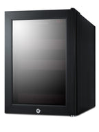 Accucold BeautiFridge cosmetics refrigerator with pink shelving and tinted glass door (Model LX114LPT1LHD)