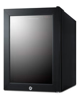 Accucold BeautiFridge cosmetics refrigerator with ruby shelving and tinted glass door (Model LX114LRT1LHD)