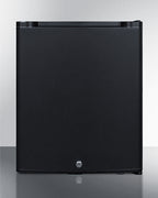 Compact solid door minibar in black with front lock (Model MB12B)