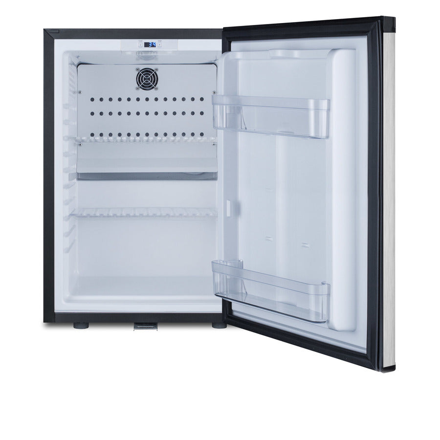 Accucold Compact minibar with stainless steel door and black cabinet (Model MB26SSLHD)