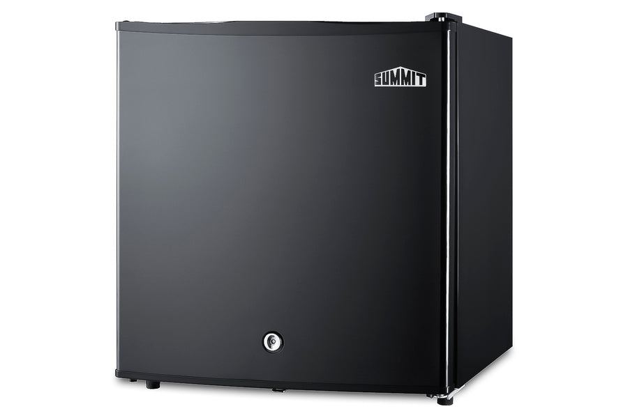 Accucold Compact solid door minibar in black with front lock (Model MB41B)