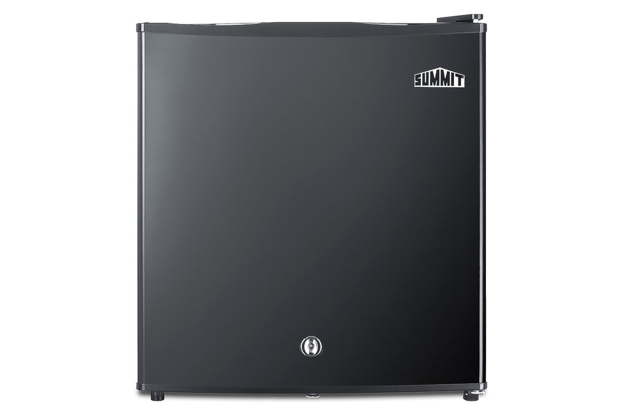Accucold Compact solid door minibar in black with front lock (Model MB41B)