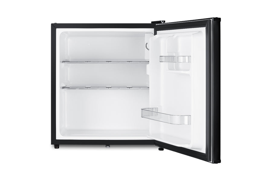 Accucold Compact solid door minibar in black with front lock (Model MB41B)