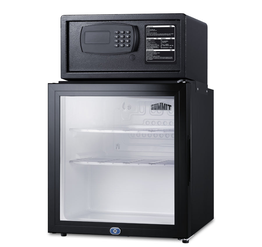 Accucold Glass door minibar, hotel safe, and stacking kit (Model MBSAFEGLHD)