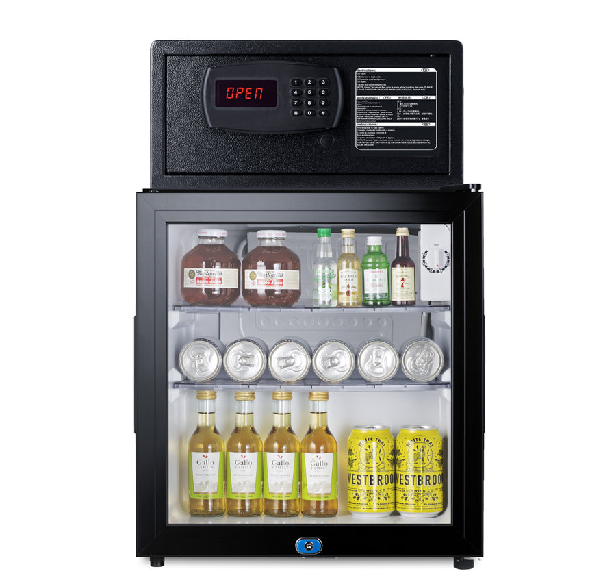 Accucold Glass door minibar, hotel safe, and stacking kit (Model MBSAFEGLHD)