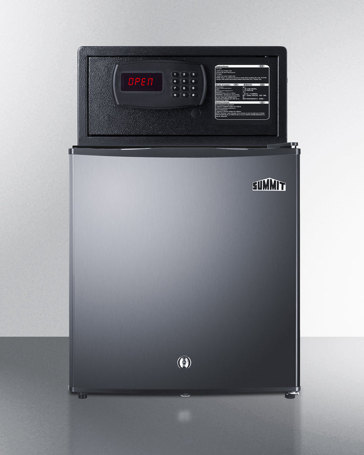 Stainless steel door minibar, hotel safe, and stacking kit (Model MBSAFESS)