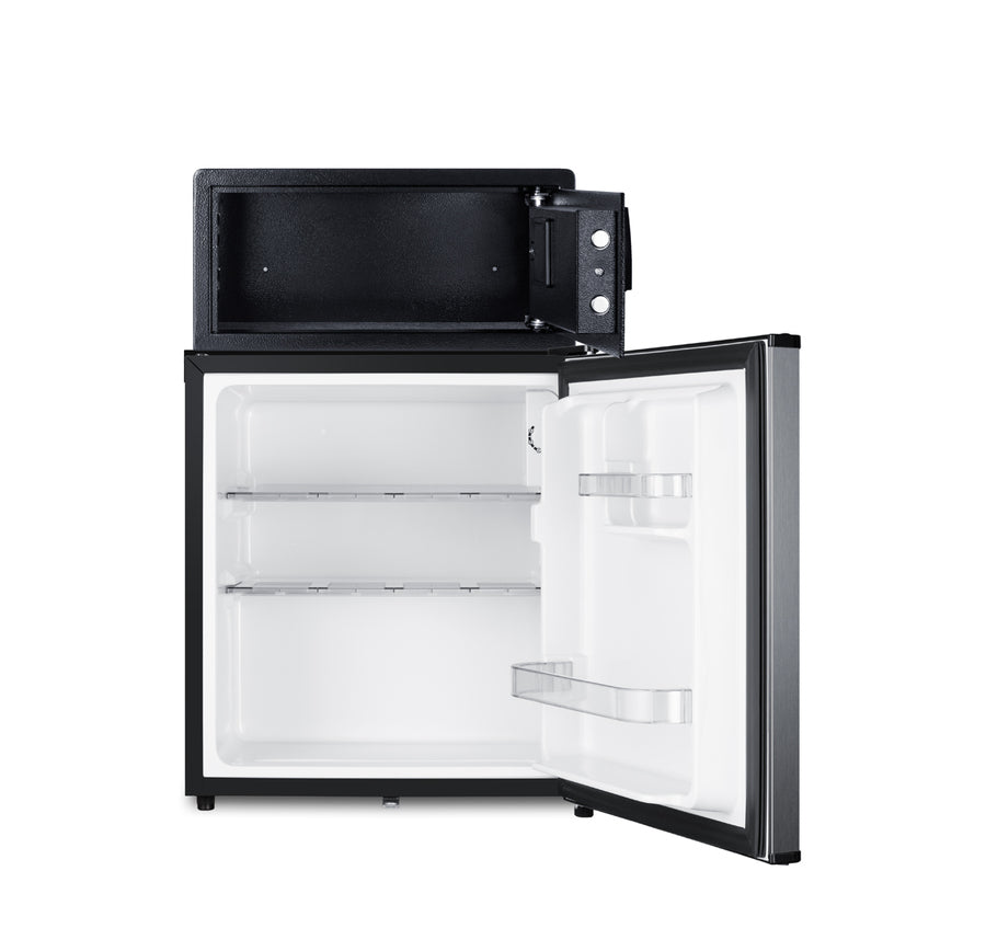 Stainless steel door minibar, hotel safe, and stacking kit (Model MBSAFESS)