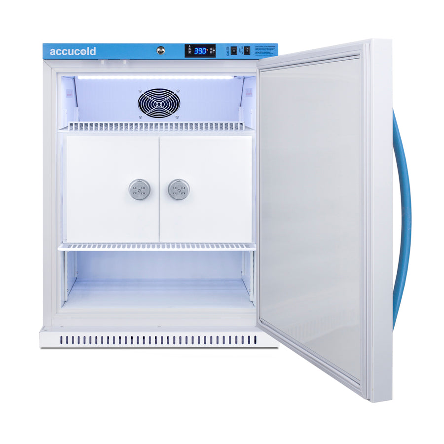 MomCube ADA height breast milk refrigerator, ADA (Model MLRS62BIADAMCLKLHD) - Open