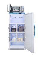 Accucold 8 cu.ft. MOMCUBE breast milk refrigerator with interior lockers and with commercial microwave (Model MLRS8MCLK-SCM1000SS)