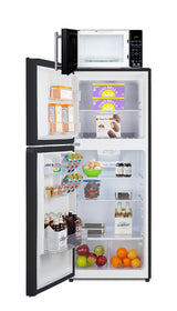 Mid-sized refrigerator-freezer and microwave with built-in allocator, with brackets included (ships in 3 boxes on one pa