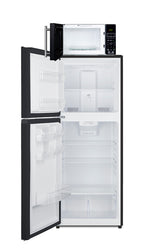 Mid-sized refrigerator-freezer and microwave with built-in allocator, with brackets included (ships in 3 boxes on one pa