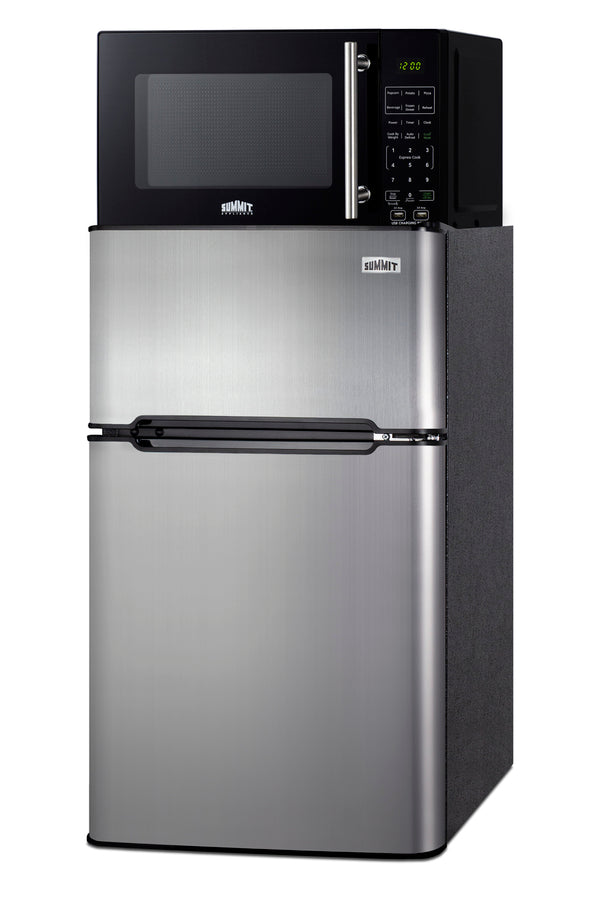 Compact 2-door refrigerator-freezer and microwave with built-in allocator, with brackets included (ships in 3 boxes on o