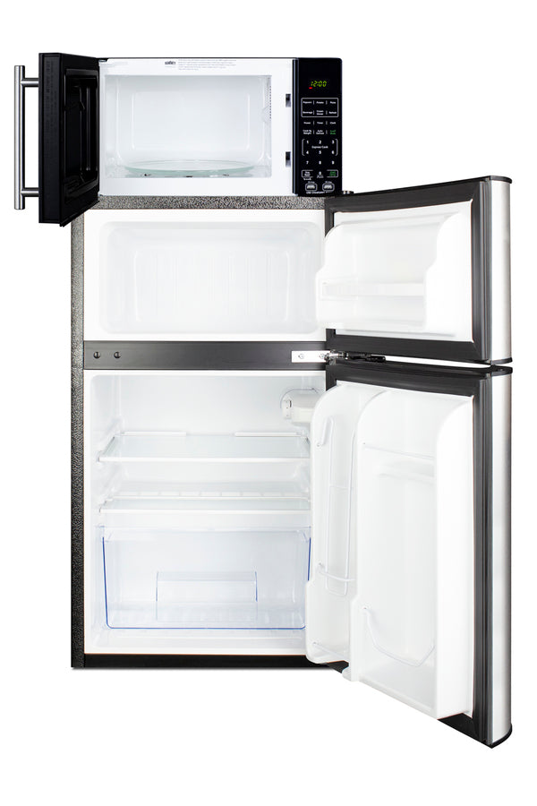 Compact 2-door refrigerator-freezer and microwave with built-in allocator, with brackets included (ships in 3 boxes on o