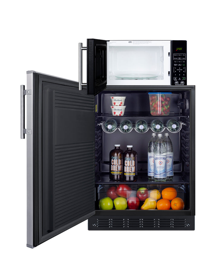 Accucold Combination all-refrigerator and microwave (Model MRF708BLSSALHD)