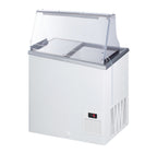 Accucold Commercial dipping cabinet with pre-installed sneeze guard, sliding glass lid, digital thermostat, and ice cream tub hol (Model NOVA22PDC)