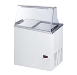 Accucold Commercial dipping cabinet with pre-installed sneeze guard, sliding glass lid, digital thermostat, and ice cream tub hol (Model NOVA22PDC)