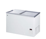Flat Top Commercial Ice Cream Freezer with Sliding Glass Lid - Angle