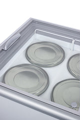 Flat Top Commercial Ice Cream Freezer with Sliding Glass Lid - Baskets