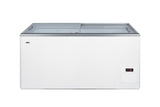 Accucold Flat top commercial ice cream freezer with sliding glass lid, digital thermostat, novelty baskets, and 14.1 cu.ft. capac