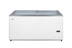 Accucold Flat top commercial ice cream freezer with sliding glass lid, digital thermostat, novelty baskets, and 14.1 cu.ft. capac
