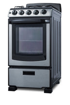 Accucold 20" Wide Gas Range in Stainless Steel with Electronic Ignition, Oven Window, and Sealed Burners