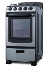 Accucold 20" Wide Gas Range in Stainless Steel with Electronic Ignition, Oven Window, and Sealed Burners