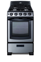 Accucold 20" Wide Gas Range in Stainless Steel with Electronic Ignition, Oven Window, and Sealed Burners