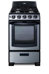 Accucold 20" Wide Gas Range in Stainless Steel with Electronic Ignition, Oven Window, and Sealed Burners