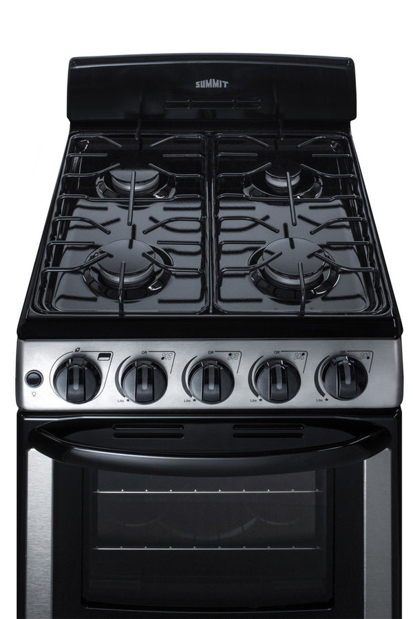 Accucold 20" Wide Gas Range in Stainless Steel with Electronic Ignition, Oven Window, and Sealed Burners