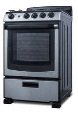 24" Wide Gas Range in Stainless Steel with Electronic Ignition, Oven Window, and Sealed Burners