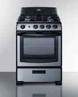 24" Wide Gas Range in Stainless Steel with Electronic Ignition, Oven Window, and Sealed Burners