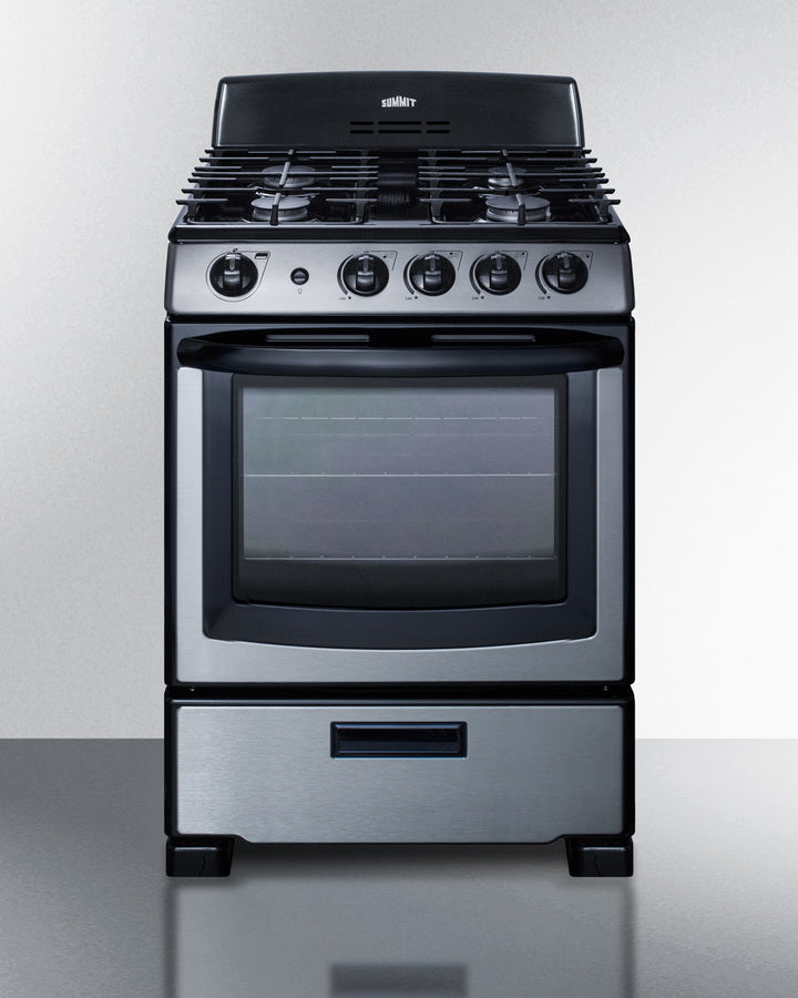 24" Wide Gas Range in Stainless Steel with Electronic Ignition, Oven Window, and Sealed Burners