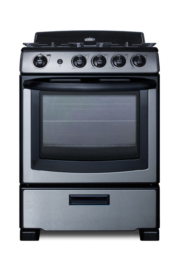 24" Wide Gas Range in Stainless Steel with Electronic Ignition, Oven Window, and Sealed Burners