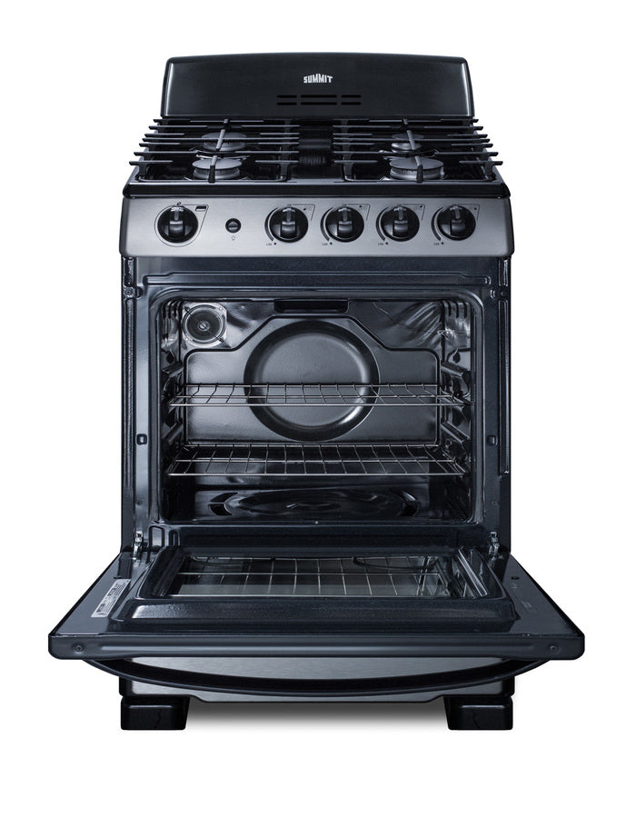 24" Wide Gas Range in Stainless Steel with Electronic Ignition, Oven Window, and Sealed Burners