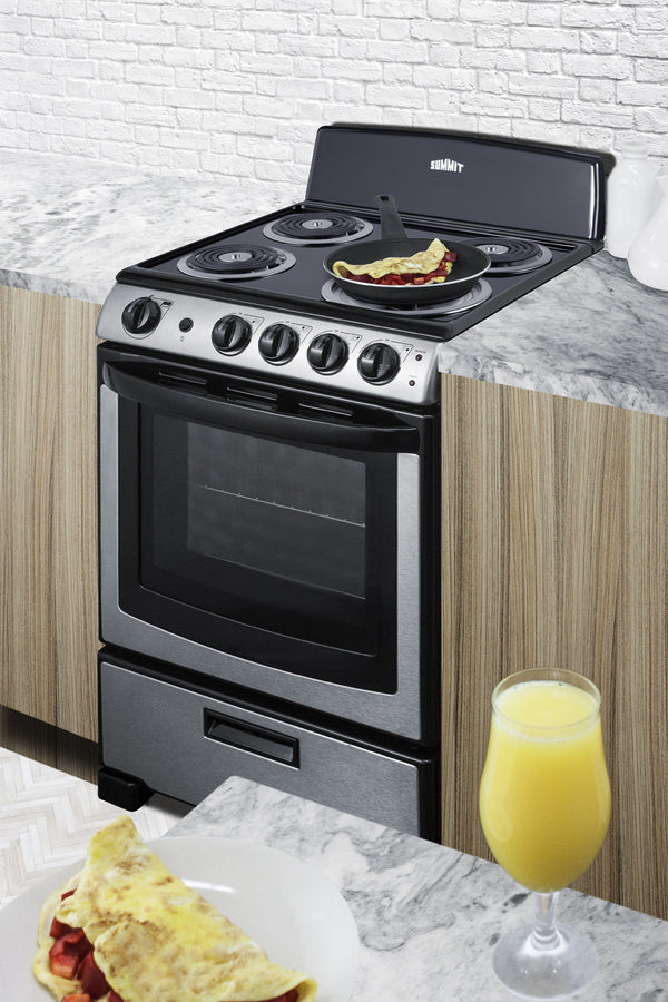 24" Wide Electric Coil Top Range in Stainless Steel