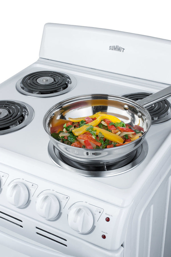 20" Wide Electric Coil Top Range in White Finish - Detail
