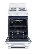 20" Wide Electric Coil Top Range in White Finish - Open