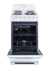 20" Wide Electric Coil Top Range in White Finish - Open